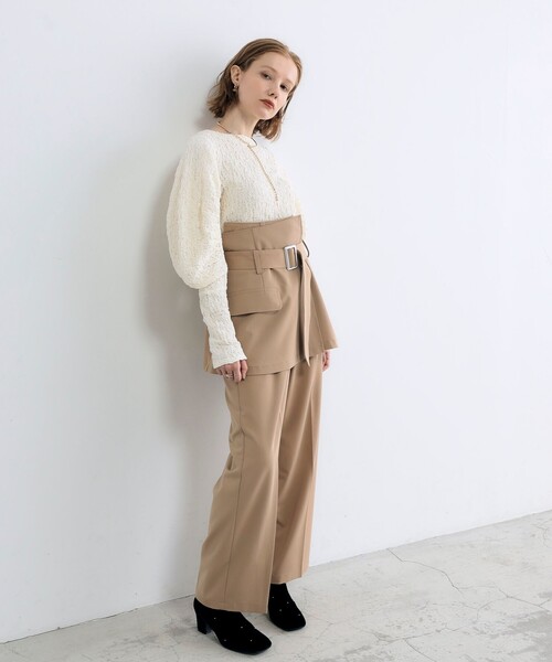 fredy emue（フレディエミュ）の「ポコポコ袖ボリュームプルオーバーカットソー（Tシャツ/カットソー・レディース・ブラック/オフホワイト/ベビーピンク・38）」の6枚目の写真