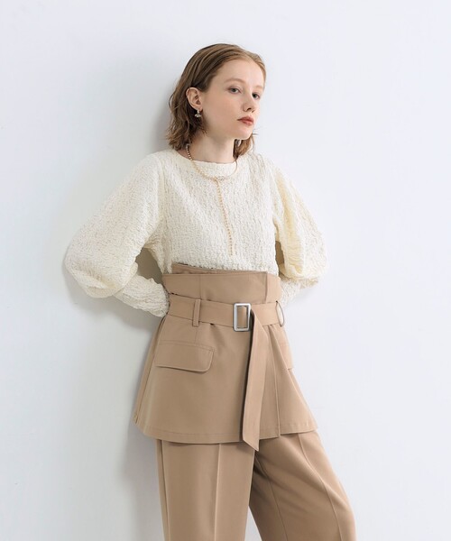 fredy emue（フレディエミュ）の「ポコポコ袖ボリュームプルオーバーカットソー（Tシャツ/カットソー・レディース・ブラック/オフホワイト/ベビーピンク・38）」の9枚目の写真