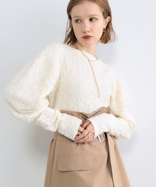 fredy emue（フレディエミュ）の「ポコポコ袖ボリュームプルオーバーカットソー（Tシャツ/カットソー・レディース・ブラック/オフホワイト/ベビーピンク・38）」の10枚目の写真