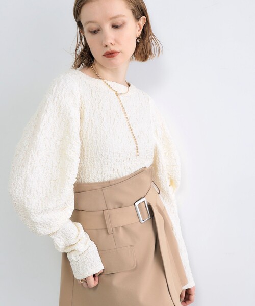 fredy emue（フレディエミュ）の「ポコポコ袖ボリュームプルオーバーカットソー（Tシャツ/カットソー・レディース・ブラック/オフホワイト/ベビーピンク・38）」の13枚目の写真