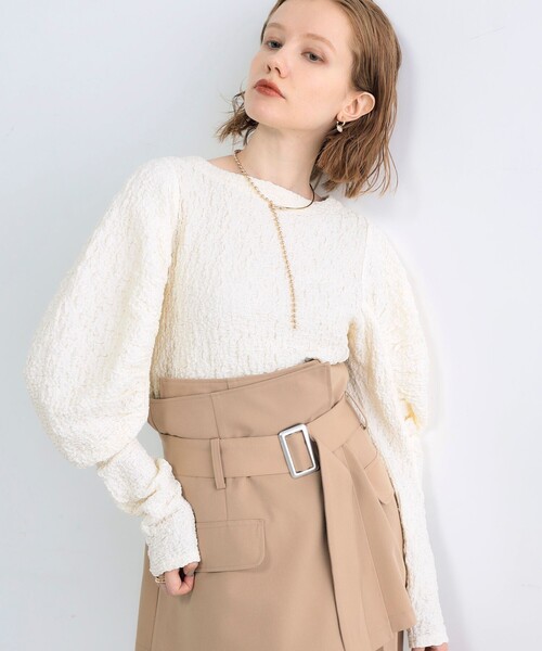 fredy emue（フレディエミュ）の「ポコポコ袖ボリュームプルオーバーカットソー（Tシャツ/カットソー・レディース・ブラック/オフホワイト/ベビーピンク・38）」の14枚目の写真