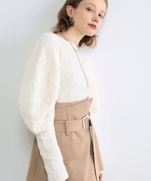 fredy emue（フレディエミュ）の「ポコポコ袖ボリュームプルオーバーカットソー（Tシャツ/カットソー・レディース・ブラック/オフホワイト/ベビーピンク・38）」の16枚目の写真