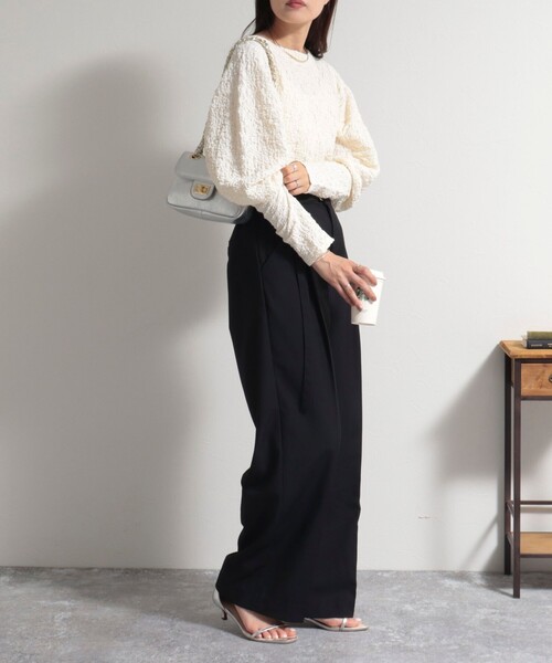 fredy emue（フレディエミュ）の「ポコポコ袖ボリュームプルオーバーカットソー（Tシャツ/カットソー・レディース・ブラック/オフホワイト/ベビーピンク・38）」の21枚目の写真