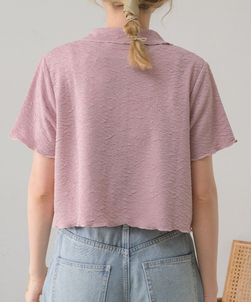 RETRO GIRL(レトロガール)の「襟ジャガードカットカーデ(カーディガン/ボレロ・レディース・ブラック/オフホワイト/ブルー/ピンク・FREE)」の7枚目の写真