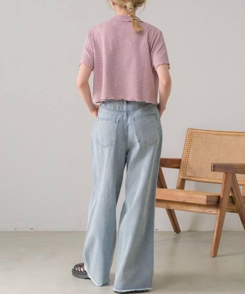 RETRO GIRL(レトロガール)の「襟ジャガードカットカーデ(カーディガン/ボレロ・レディース・ブラック/オフホワイト/ブルー/ピンク・FREE)」の11枚目の写真