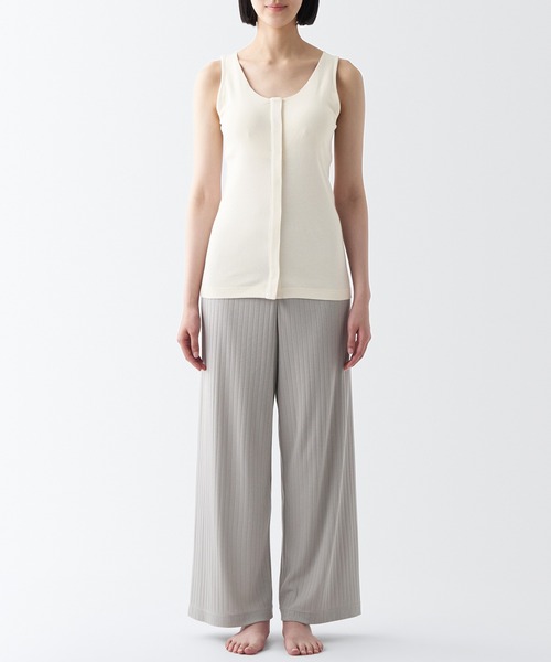 セール】無染色前開きカップ入りタンクトップ（インナーウェア/肌着