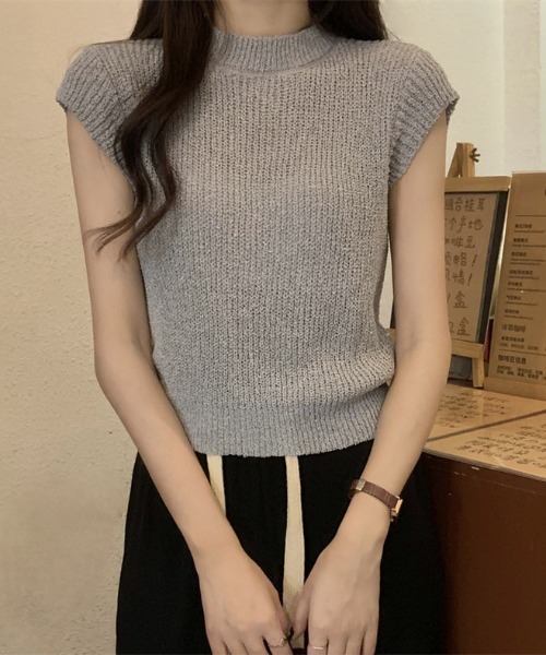 SHEENA(シーナ)の「フレンチスリーブニットトップス(Tシャツ/カットソー・レディース・オフホワイト/グレー/ブラック/ライトカーキ/ベージュ・M)」の18枚目の写真