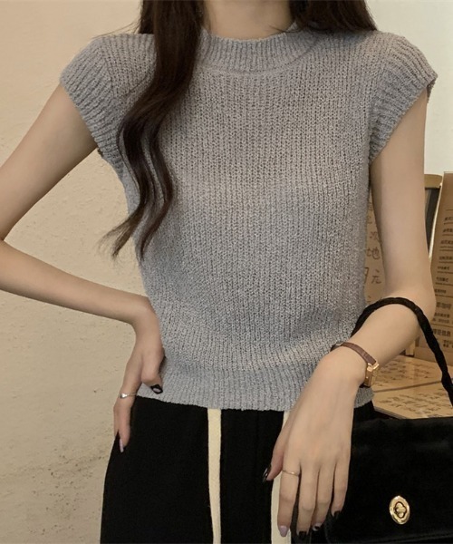 SHEENA(シーナ)の「フレンチスリーブニットトップス(Tシャツ/カットソー・レディース・オフホワイト/グレー/ブラック/ライトカーキ/ベージュ・M)」の20枚目の写真