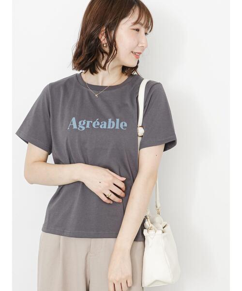 Te chichi TERRASSE（テチチテラス）の「フロッキープリントTシャツ（Tシャツ/カットソー・レディース・モカ/チャコールグレー/オフホワイト・F）」の8枚目の写真