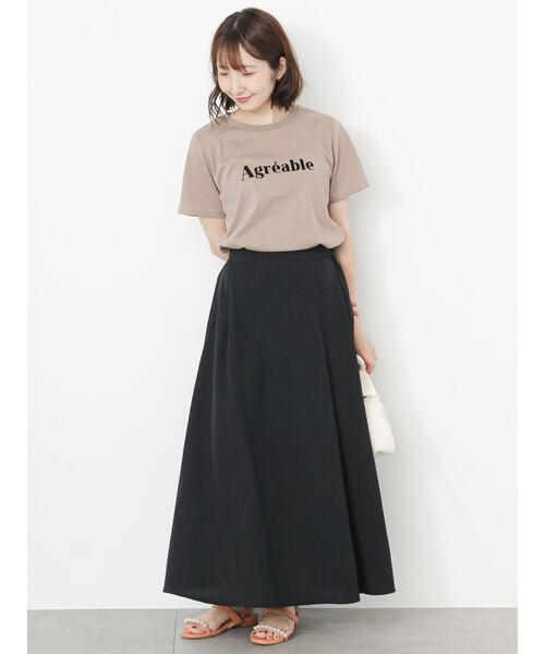 Te chichi TERRASSE（テチチテラス）の「フロッキープリントTシャツ（Tシャツ/カットソー・レディース・モカ/チャコールグレー/オフホワイト・F）」の9枚目の写真