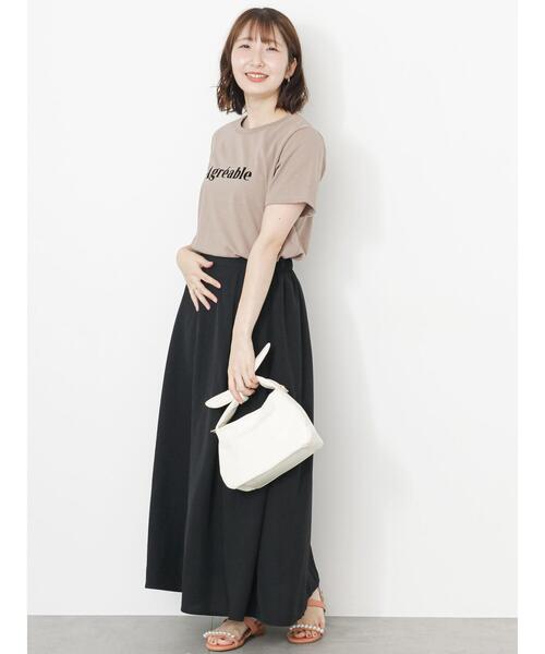 Te chichi TERRASSE（テチチテラス）の「フロッキープリントTシャツ（Tシャツ/カットソー・レディース・モカ/チャコールグレー/オフホワイト・F）」の10枚目の写真