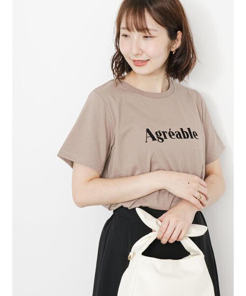 Te chichi TERRASSE（テチチテラス）の「フロッキープリントTシャツ（Tシャツ/カットソー・レディース・モカ/チャコールグレー/オフホワイト・F）」の12枚目の写真