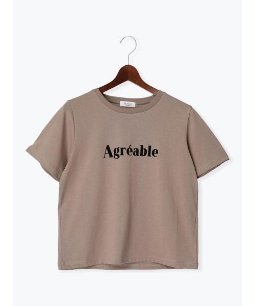 Te chichi TERRASSE（テチチテラス）の「フロッキープリントTシャツ（Tシャツ/カットソー・レディース・モカ/チャコールグレー/オフホワイト・F）」の14枚目の写真