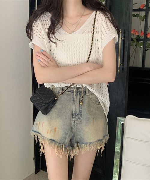 Silly(シリー)の「【大人かわいいアイテム♪】フレンチスリーブニットプルオーバー(ニット/セーター・レディース・ベージュ/ホワイト/ブラウン/ブラック/グレー・FREE)」の8枚目の写真