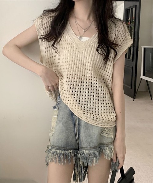 Silly(シリー)の「【大人かわいいアイテム♪】フレンチスリーブニットプルオーバー(ニット/セーター・レディース・ベージュ/ホワイト/ブラウン/ブラック/グレー・FREE)」の15枚目の写真