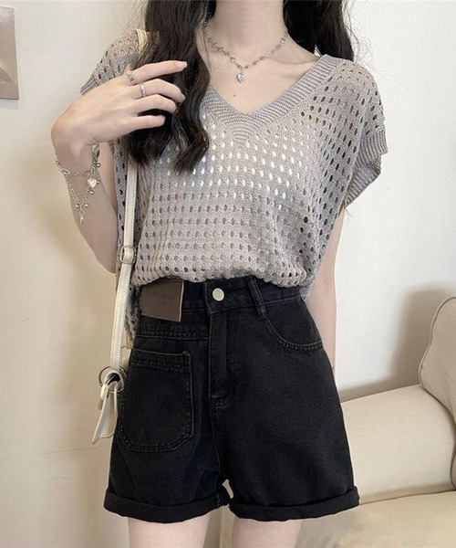 Silly(シリー)の「【大人かわいいアイテム♪】フレンチスリーブニットプルオーバー(ニット/セーター・レディース・ベージュ/ホワイト/ブラウン/ブラック/グレー・FREE)」の12枚目の写真