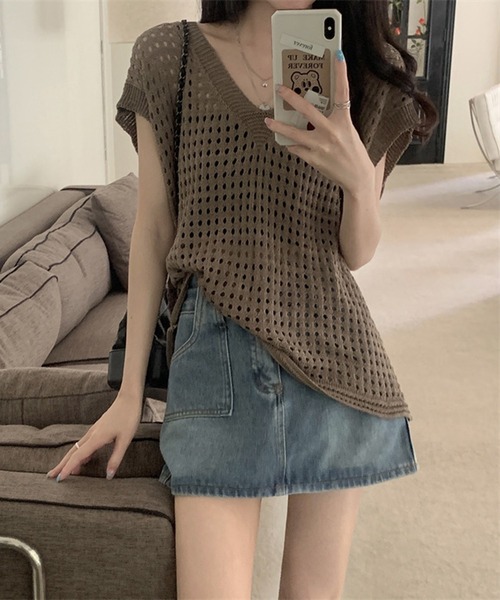 Silly(シリー)の「【大人かわいいアイテム♪】フレンチスリーブニットプルオーバー(ニット/セーター・レディース・ベージュ/ホワイト/ブラウン/ブラック/グレー・FREE)」の14枚目の写真