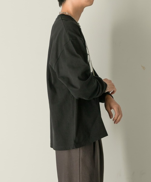 SENSE OF PLACE by URBAN RESEARCH（センスオブプレイスバイアーバンリサーチ）の「ポップアートフラワープリントロングTシャツ A（Tシャツ/カットソー・メンズ・ホワイト/オートミール/ブラック・MEDIUM/LARGE）」の6枚目の写真