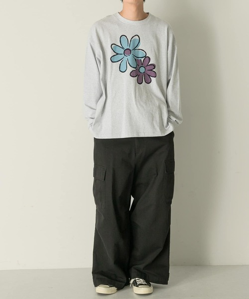 SENSE OF PLACE by URBAN RESEARCH（センスオブプレイスバイアーバンリサーチ）の「ポップアートフラワープリントロングTシャツ A（Tシャツ/カットソー・メンズ・ホワイト/オートミール/ブラック・MEDIUM/LARGE）」の15枚目の写真