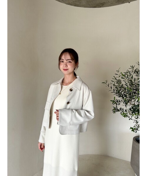 grove（グローブ）の「◆カジュアルにもフェミニンにも着こなせる♪マシュマロタッチジャケット（ブルゾン・レディース・グレー系その他/ブルー/アイボリー・02/01）」の4枚目の写真