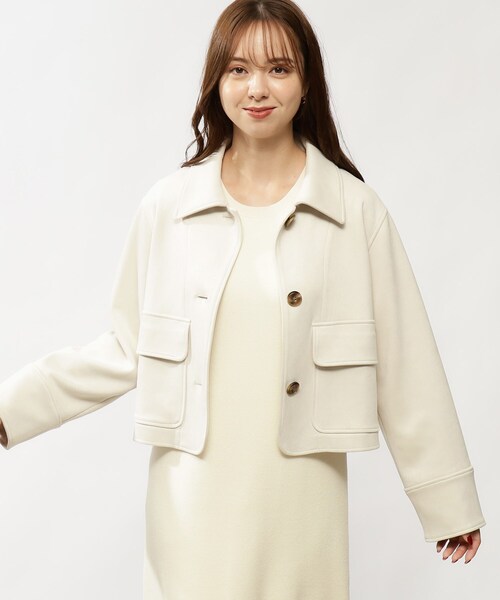 grove（グローブ）の「◆カジュアルにもフェミニンにも着こなせる♪マシュマロタッチジャケット（ブルゾン・レディース・グレー系その他/ブルー/アイボリー・02/01）」の8枚目の写真