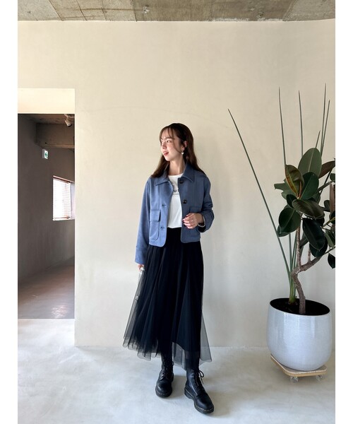 grove（グローブ）の「◆カジュアルにもフェミニンにも着こなせる♪マシュマロタッチジャケット（ブルゾン・レディース・グレー系その他/ブルー/アイボリー・02/01）」の13枚目の写真