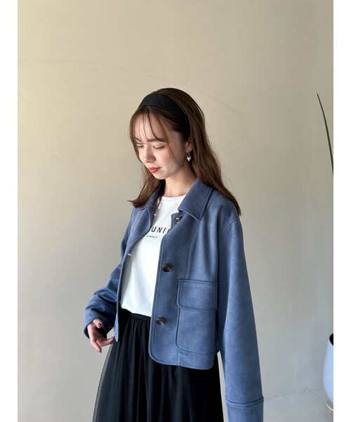 grove（グローブ）の「◆カジュアルにもフェミニンにも着こなせる♪マシュマロタッチジャケット（ブルゾン・レディース・グレー系その他/ブルー/アイボリー・02/01）」の14枚目の写真