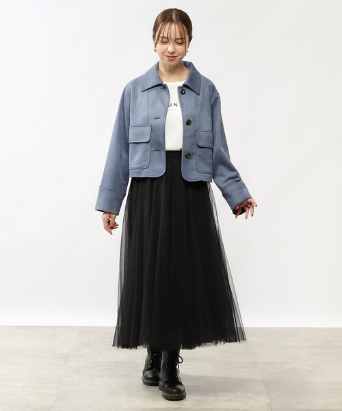 grove（グローブ）の「◆カジュアルにもフェミニンにも着こなせる♪マシュマロタッチジャケット（ブルゾン・レディース・グレー系その他/ブルー/アイボリー・02/01）」の16枚目の写真