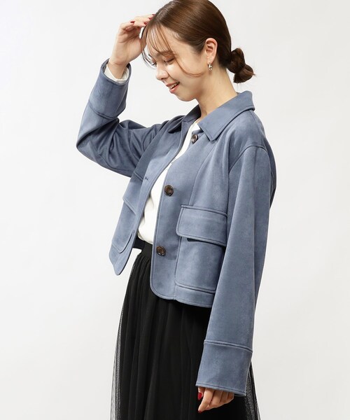 grove（グローブ）の「◆カジュアルにもフェミニンにも着こなせる♪マシュマロタッチジャケット（ブルゾン・レディース・グレー系その他/ブルー/アイボリー・02/01）」の20枚目の写真