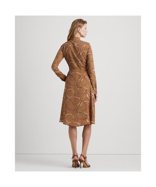 Lauren Ralph Lauren プリント クレープ シャツ ドレス アンカープリント ベルテッド クレープ シャツドレス | ラルフ
