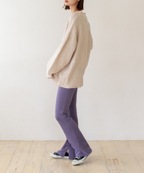 VitaFelice（ヴィータフェリーチェ）の「裏起毛 サイドスリット セミフレアリブレギンスパンツ（その他パンツ・レディース・ブルー系/ブラック/キャメル/ベージュ・FREE）」の10枚目の写真
