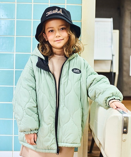 X-girl Stages リバーシブル中綿マンパ 120cm エックスガール ステージス(X-girl Stages)リバーシブル中綿