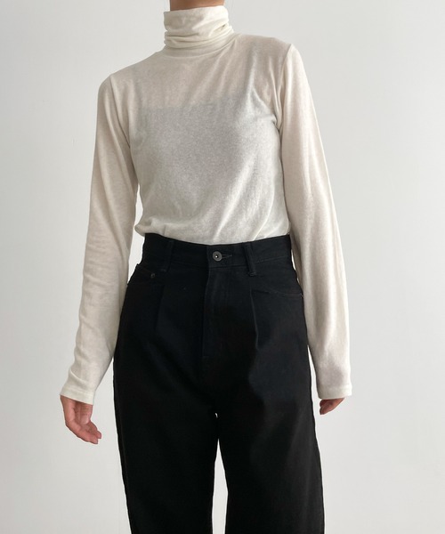 CANAL JEAN（キャナルジーン）の「El mar　シアーハイネックロングTシャツ（Tシャツ/カットソー・レディース・ブラック/チャコールグレー/アイボリー・ONE SIZE）」の2枚目の写真