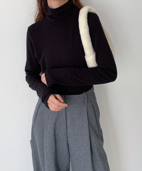 CANAL JEAN（キャナルジーン）の「El mar　シアーハイネックロングTシャツ（Tシャツ/カットソー・レディース・ブラック/チャコールグレー/アイボリー・ONE SIZE）」の3枚目の写真