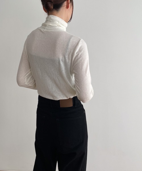 CANAL JEAN（キャナルジーン）の「El mar　シアーハイネックロングTシャツ（Tシャツ/カットソー・レディース・ブラック/チャコールグレー/アイボリー・ONE SIZE）」の5枚目の写真