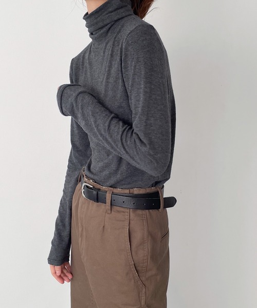 CANAL JEAN（キャナルジーン）の「El mar　シアーハイネックロングTシャツ（Tシャツ/カットソー・レディース・ブラック/チャコールグレー/アイボリー・ONE SIZE）」の11枚目の写真