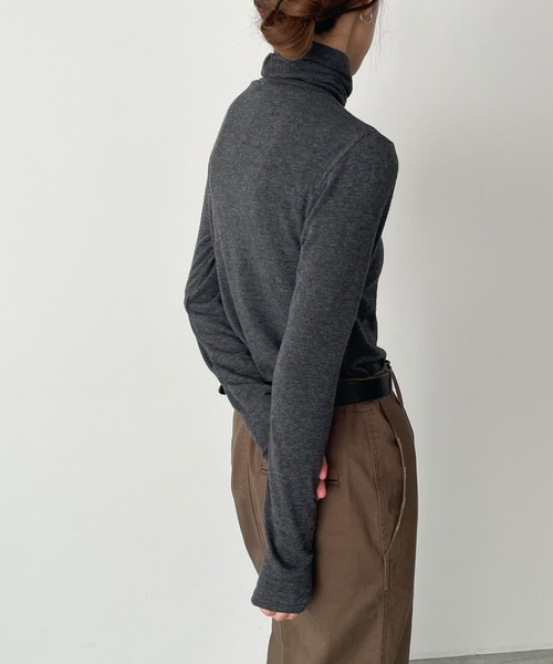 CANAL JEAN（キャナルジーン）の「El mar　シアーハイネックロングTシャツ（Tシャツ/カットソー・レディース・ブラック/チャコールグレー/アイボリー・ONE SIZE）」の12枚目の写真