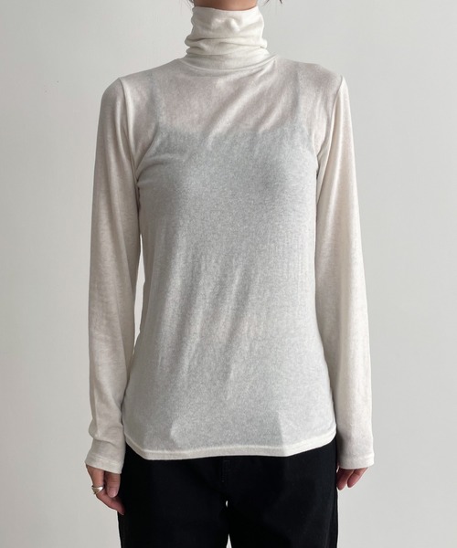 CANAL JEAN（キャナルジーン）の「El mar　シアーハイネックロングTシャツ（Tシャツ/カットソー・レディース・ブラック/チャコールグレー/アイボリー・ONE SIZE）」の14枚目の写真