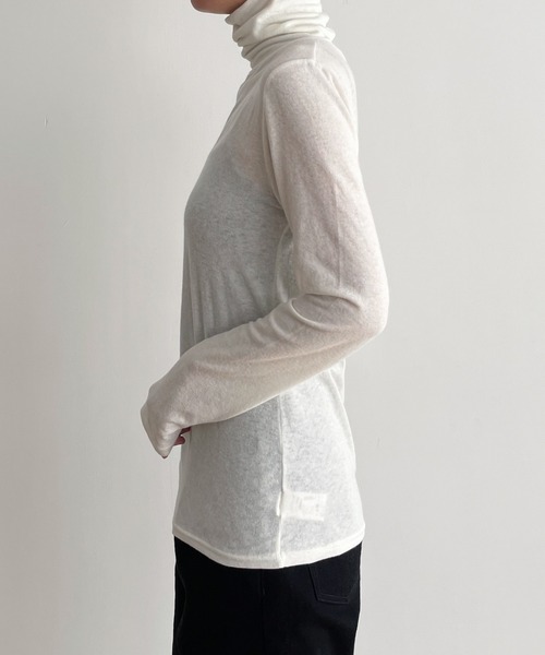 CANAL JEAN（キャナルジーン）の「El mar　シアーハイネックロングTシャツ（Tシャツ/カットソー・レディース・ブラック/チャコールグレー/アイボリー・ONE SIZE）」の15枚目の写真