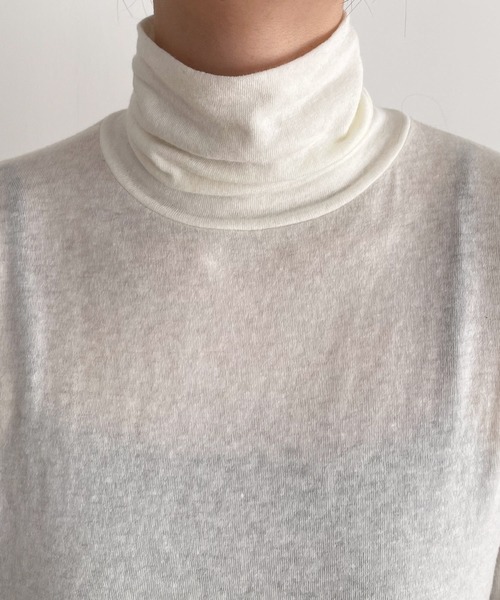 CANAL JEAN（キャナルジーン）の「El mar　シアーハイネックロングTシャツ（Tシャツ/カットソー・レディース・ブラック/チャコールグレー/アイボリー・ONE SIZE）」の17枚目の写真