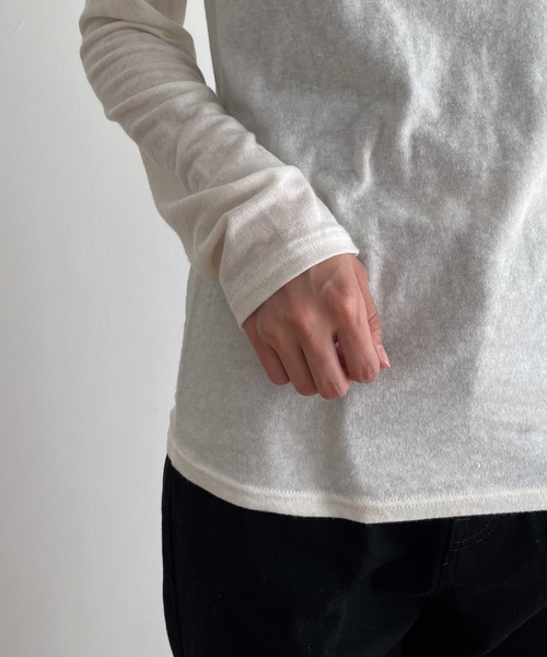 CANAL JEAN（キャナルジーン）の「El mar　シアーハイネックロングTシャツ（Tシャツ/カットソー・レディース・ブラック/チャコールグレー/アイボリー・ONE SIZE）」の18枚目の写真