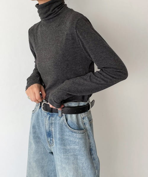 CANAL JEAN（キャナルジーン）の「El mar　シアーハイネックロングTシャツ（Tシャツ/カットソー・レディース・ブラック/チャコールグレー/アイボリー・ONE SIZE）」の19枚目の写真