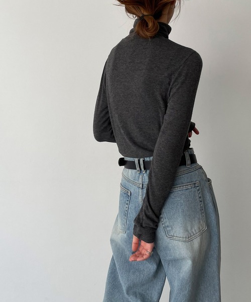 CANAL JEAN（キャナルジーン）の「El mar　シアーハイネックロングTシャツ（Tシャツ/カットソー・レディース・ブラック/チャコールグレー/アイボリー・ONE SIZE）」の20枚目の写真