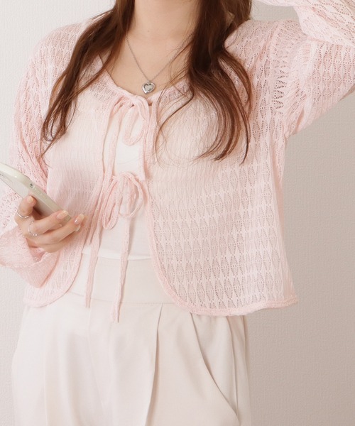 Lace Ladies(レースレディース)の「レース編みコンパクトリボンカーディガン(カーディガン/ボレロ・レディース・グリーン/アイボリー/ピンク/ホワイト・FREE)」の19枚目の写真