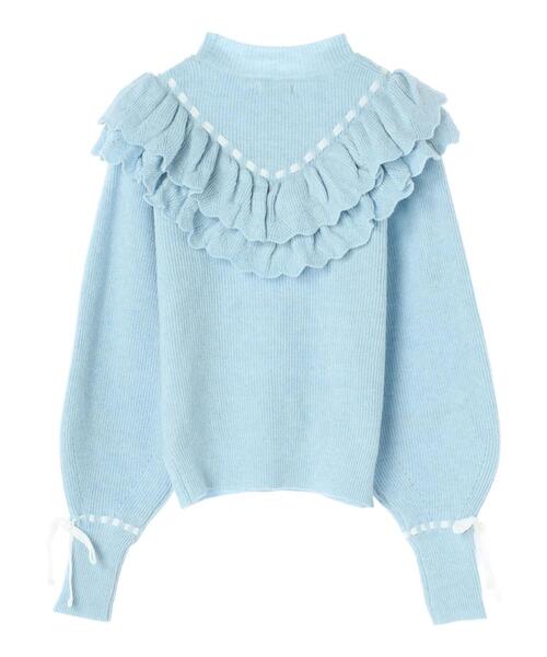 Areeam（アリーム）の「配色リボンフリルニットプルオーバー（ニット/セーター・レディース・ピンク/ライトブルー・FREE）」の7枚目の写真