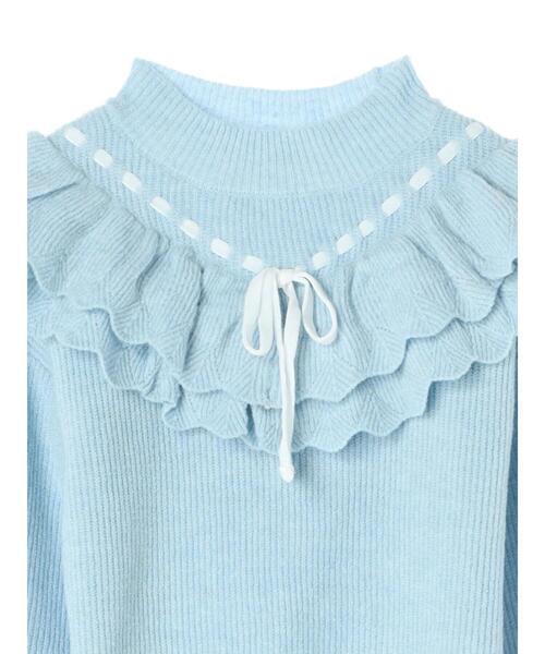 Areeam（アリーム）の「配色リボンフリルニットプルオーバー（ニット/セーター・レディース・ピンク/ライトブルー・FREE）」の8枚目の写真