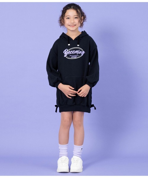 ANAP kids（アナップキッズ）の「ベロアリボンスピンドルフード付き裏毛スウェットワンピース（ワンピース・キッズ・ベージュ/ブラック/ミント・100cm/120cm/130cm/110cm）」の15枚目の写真