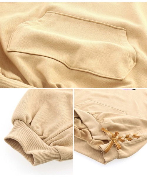 ANAP kids（アナップキッズ）の「ベロアリボンスピンドルフード付き裏毛スウェットワンピース（ワンピース・キッズ・ベージュ/ブラック/ミント・100cm/120cm/130cm/110cm）」の21枚目の写真