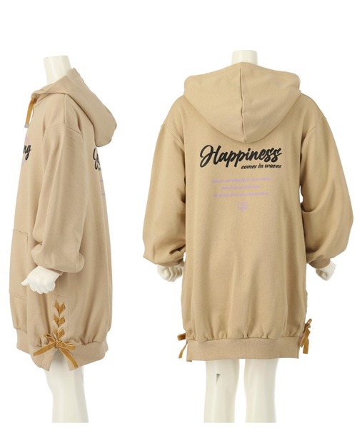 ANAP kids（アナップキッズ）の「ベロアリボンスピンドルフード付き裏毛スウェットワンピース（ワンピース・キッズ・ベージュ/ブラック/ミント・100cm/120cm/130cm/110cm）」の18枚目の写真