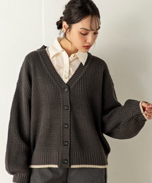 アクリルバルキーVネックカーディガン